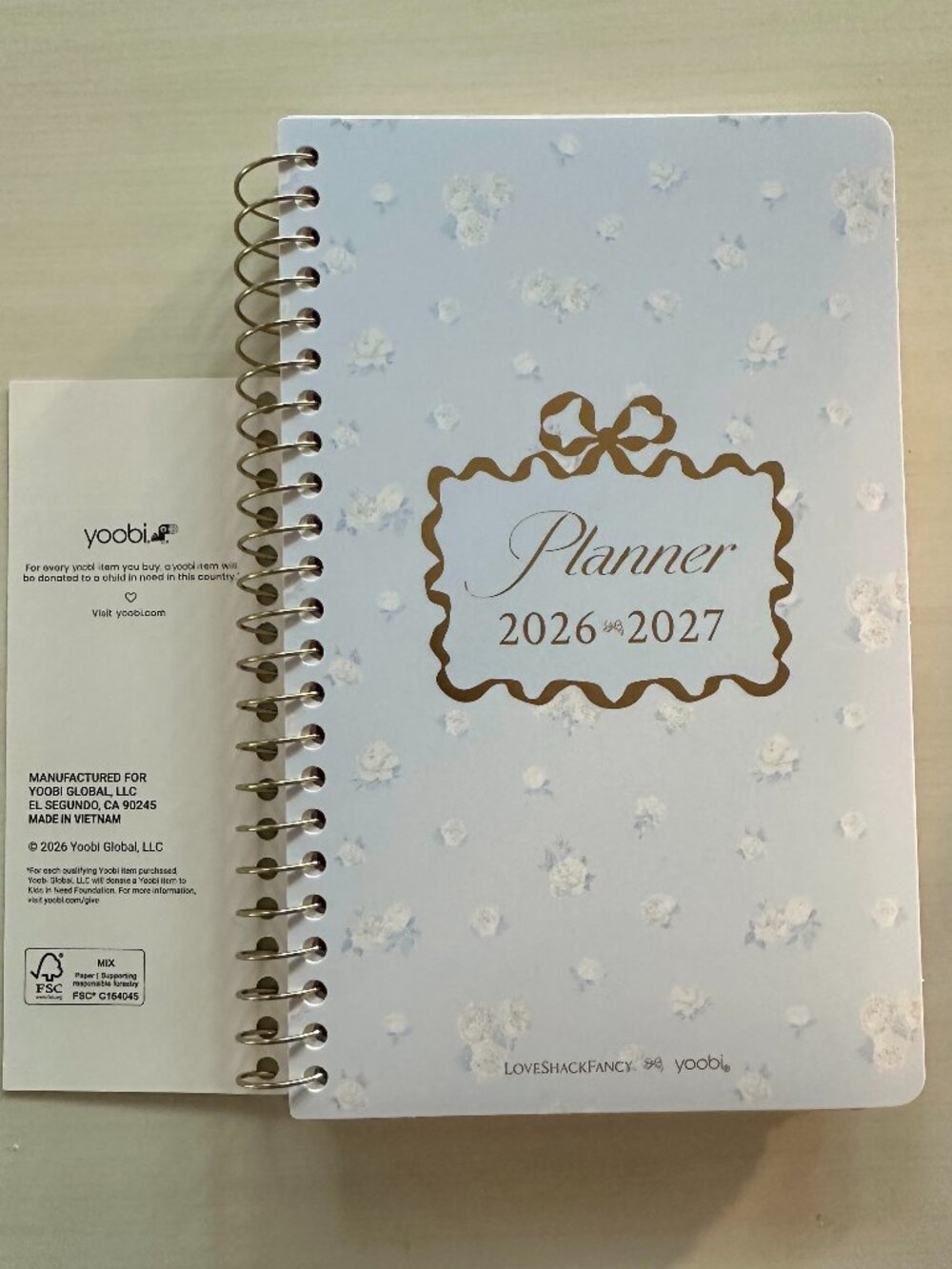 Love Shack Fancy Target School Planner Blue 5x8 NWT